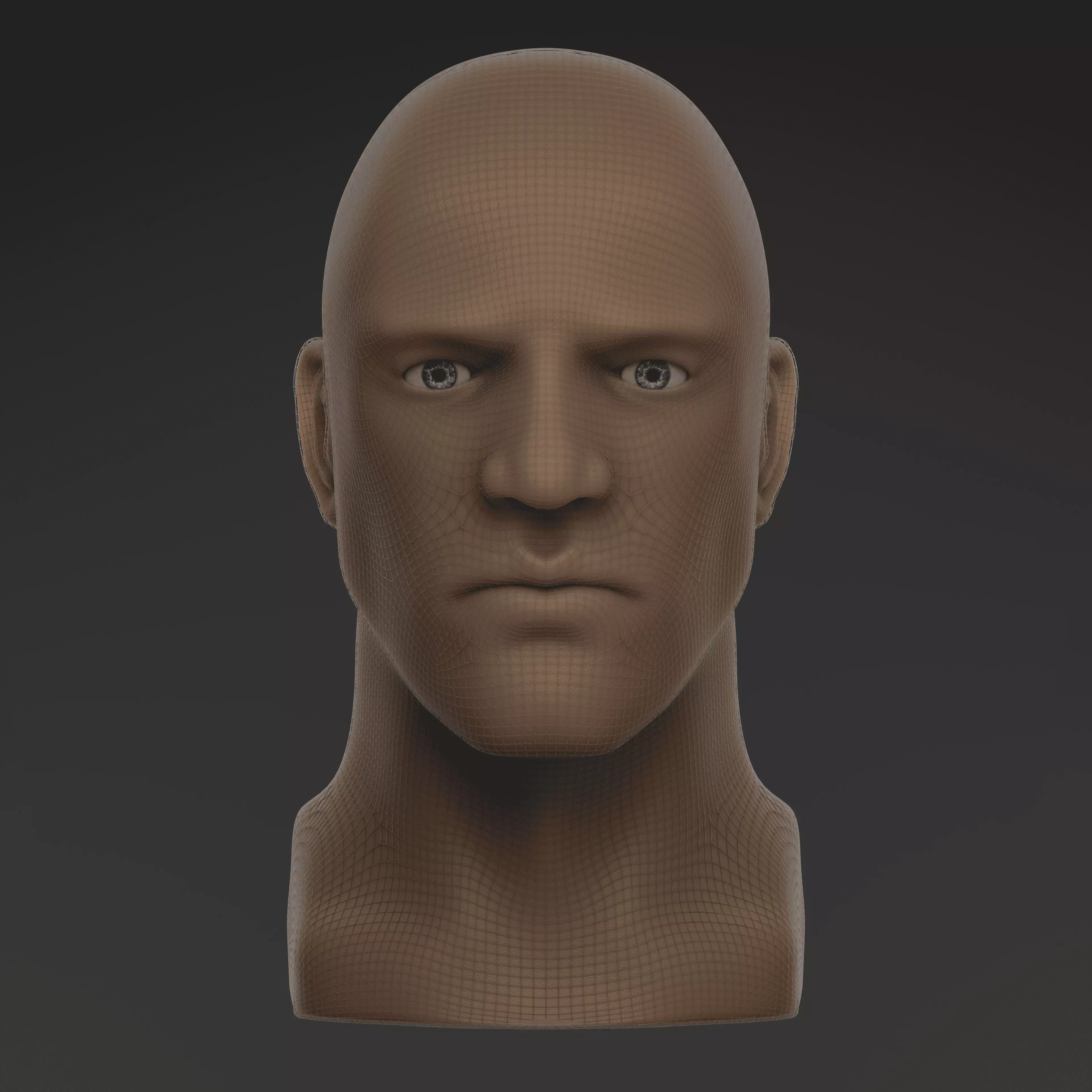 Male Head Base Mesh Low-poly 3D model_2