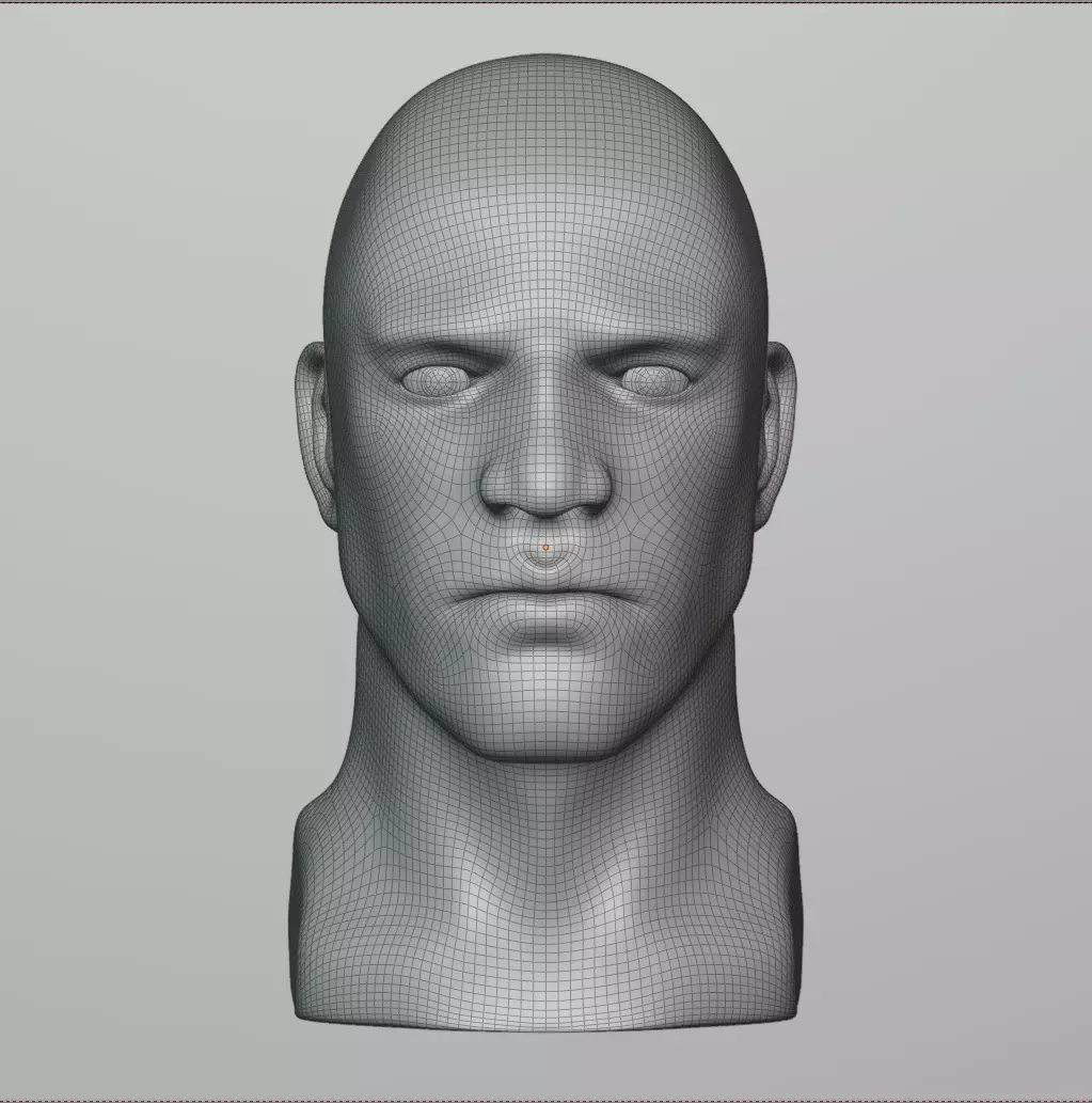 Male Head Base Mesh Low-poly 3D model_3