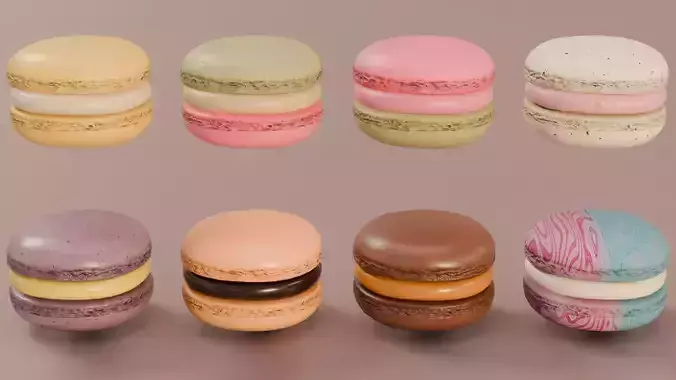 Macaron Low Poly Game Ready 3D Model with LODs Low-poly 3D model 5