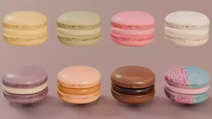 Macaron Low Poly Game Ready 3D Model with LODs Low-poly 3D model 3