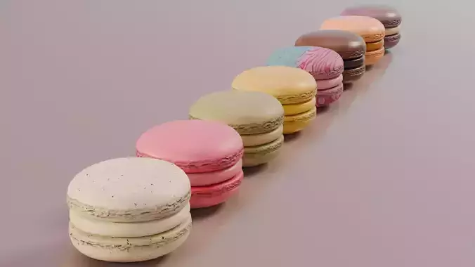 Macaron Low Poly Game Ready 3D Model with LODs Low-poly 3D model 2