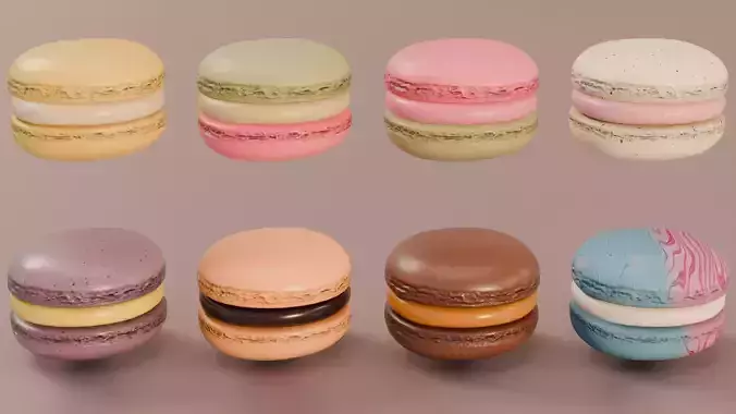Macaron Low Poly Game Ready 3D Model with LODs Low-poly 3D model 6