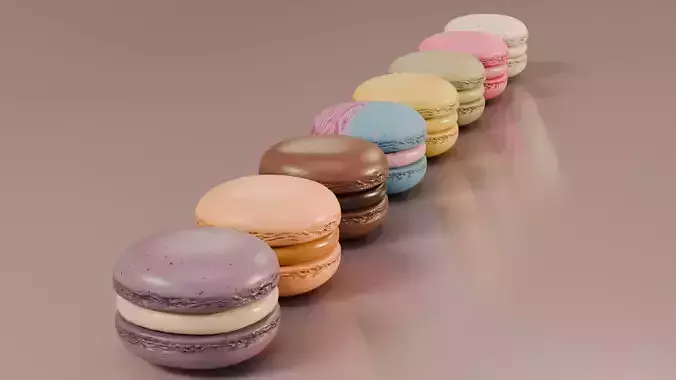 Macaron Low Poly Game Ready 3D Model with LODs