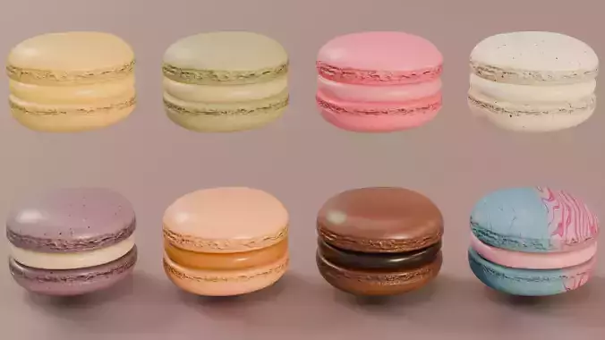 Macaron Low Poly Game Ready 3D Model with LODs Low-poly 3D model 4