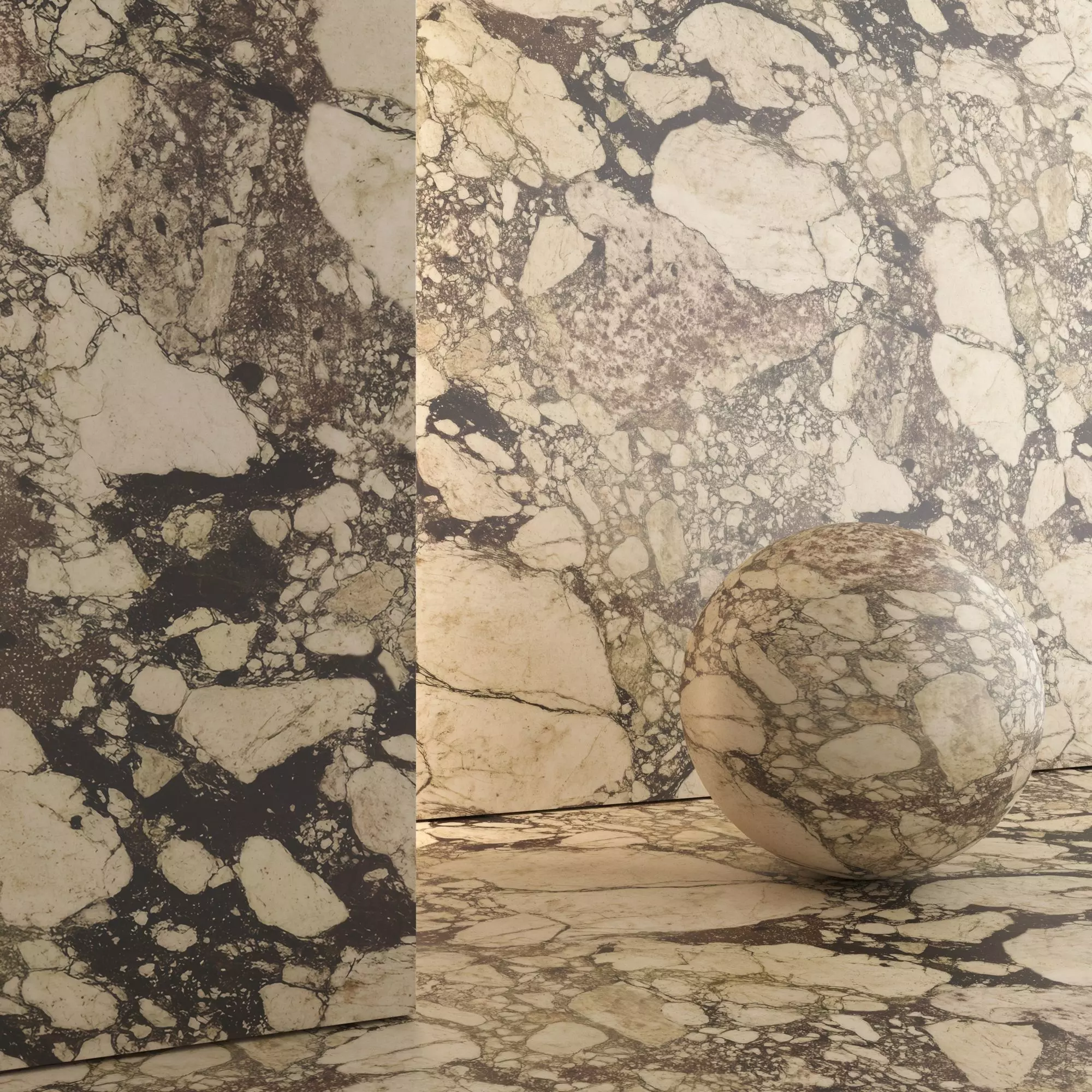 Breccia Terrazzo Marble Porcelain Tiles - Set 09 Texture_0