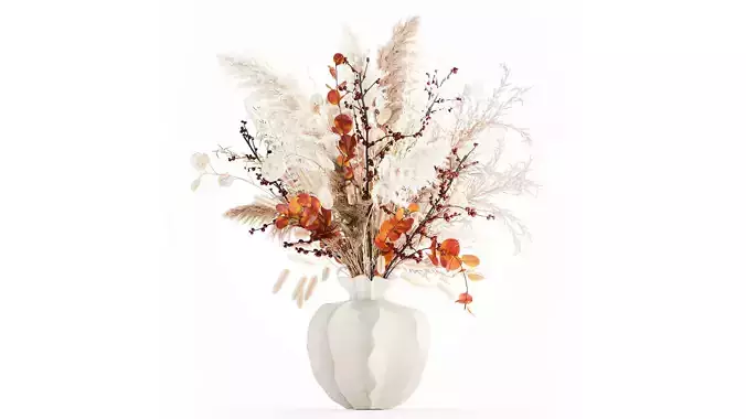 Autumn bouquet dried branches pampas holly flowers vase decor