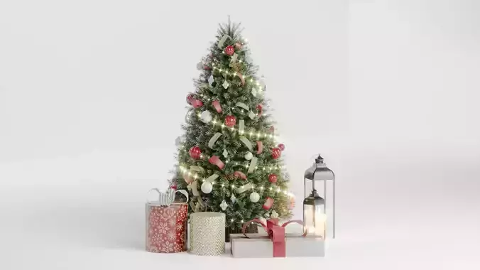 Realistic Christmas Tree with Decorations 3D Model 3D model