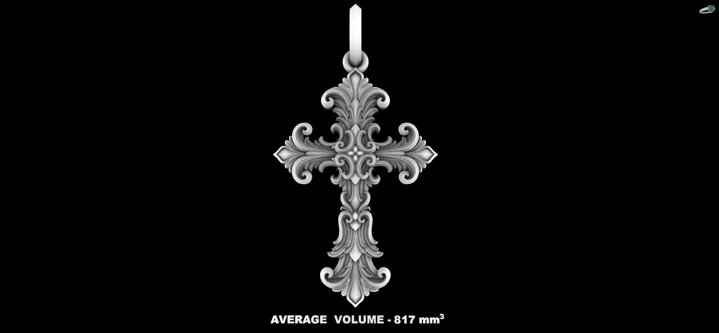 Gothic Ornamental Cross Medieval Royal Lily Pendant 3D print model_14