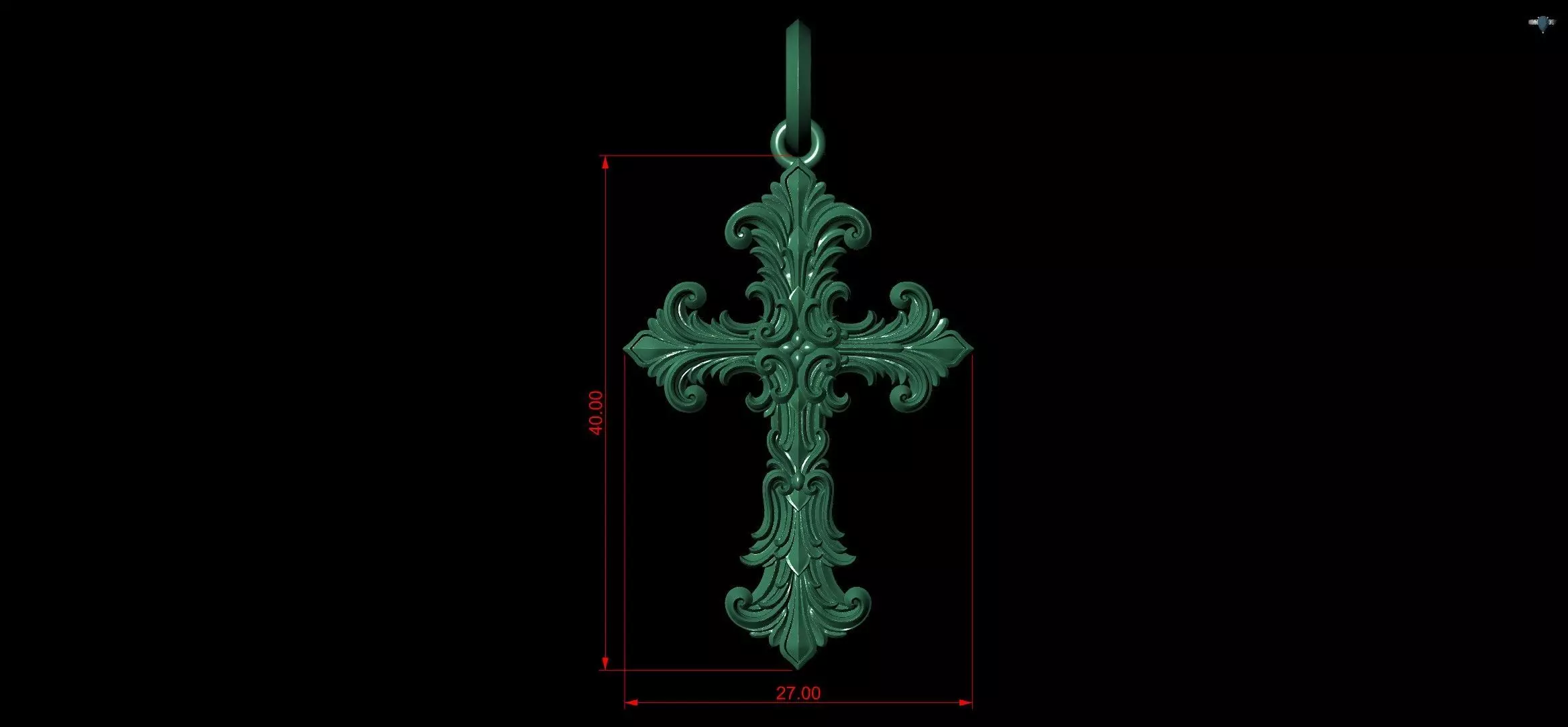Gothic Ornamental Cross Medieval Royal Lily Pendant 3D print model_10