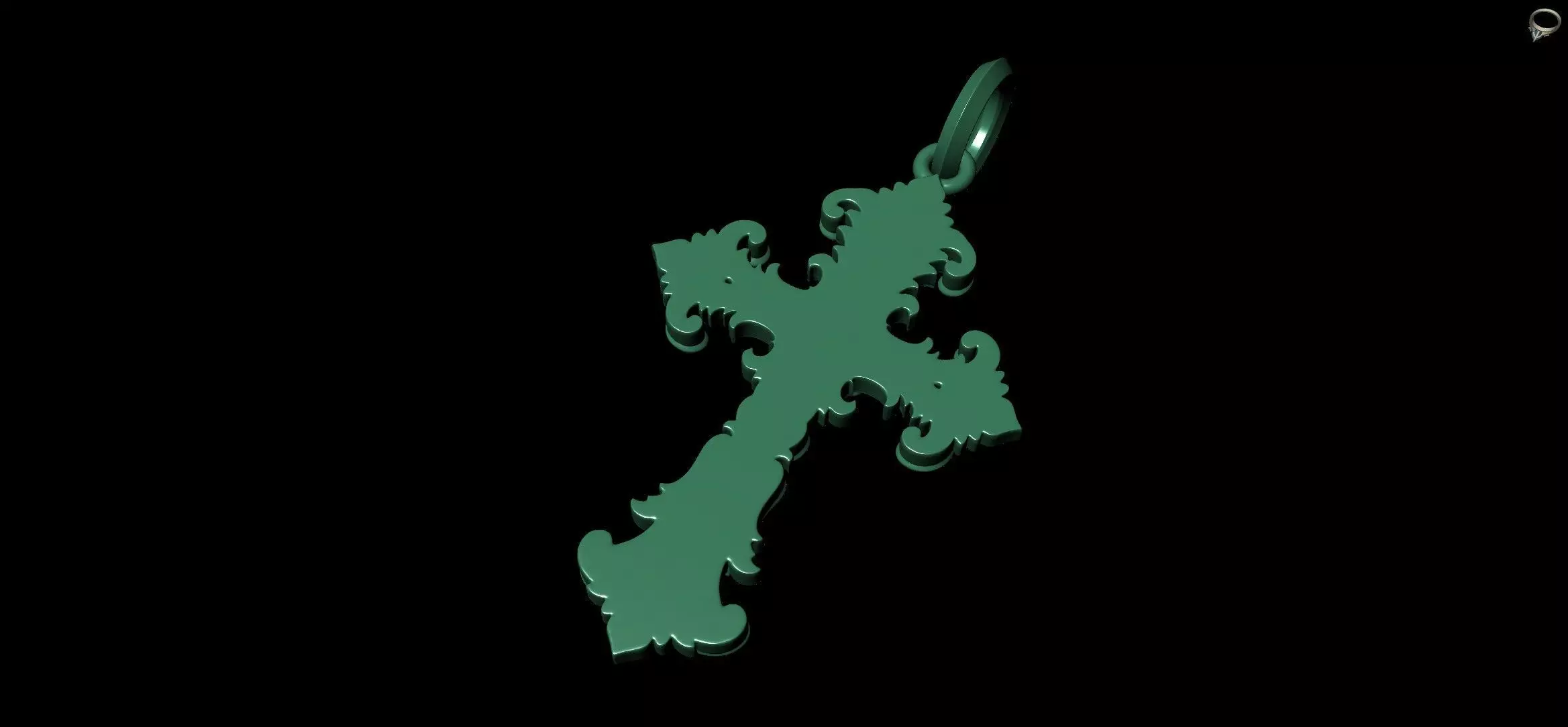 Gothic Ornamental Cross Medieval Royal Lily Pendant 3D print model_12