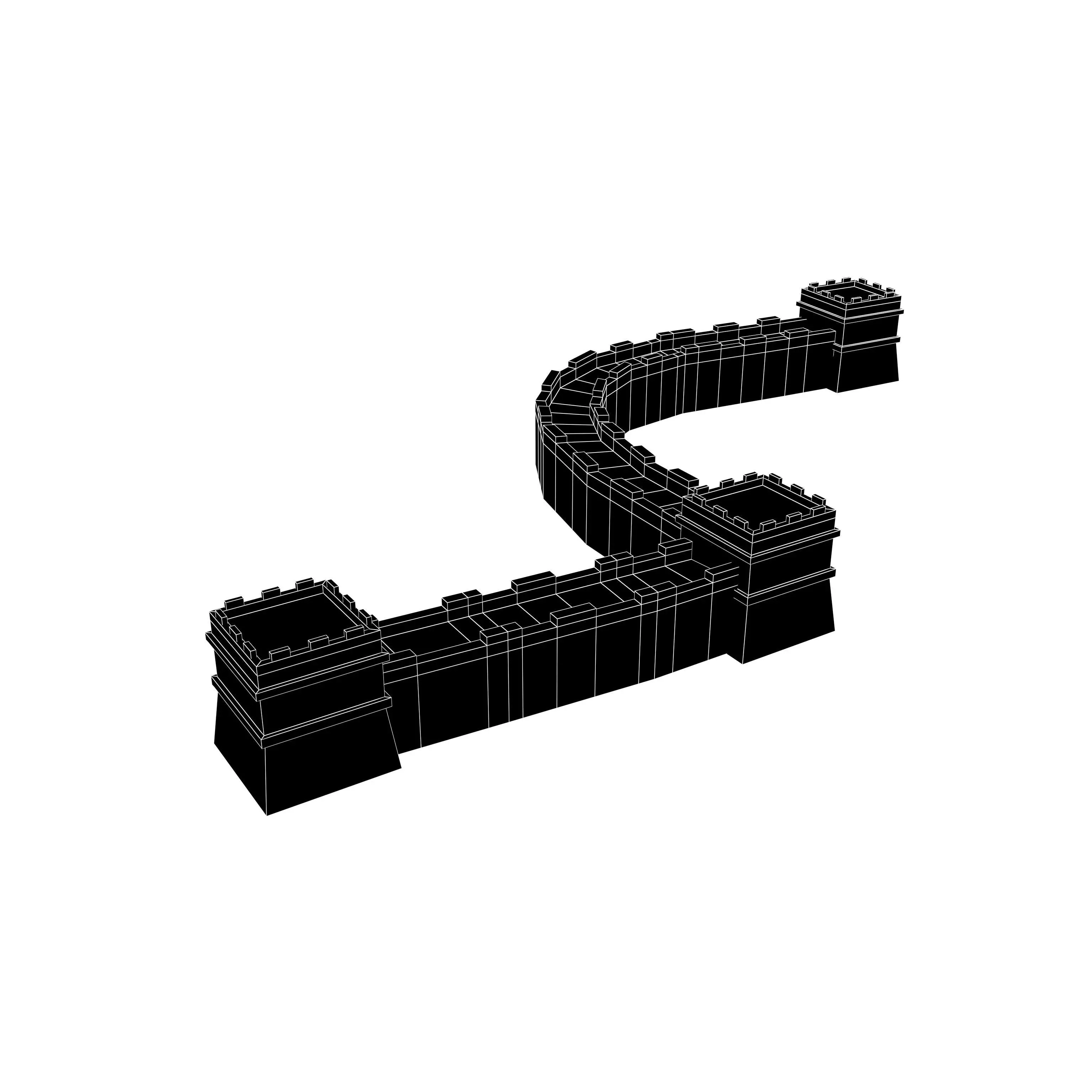 Low Poly Great Wall v1 001 Low-poly 3D model_4