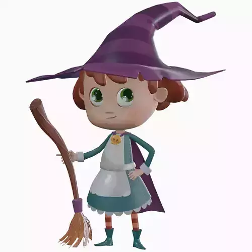 Stylized Witch Character - Low Poly Game Asset