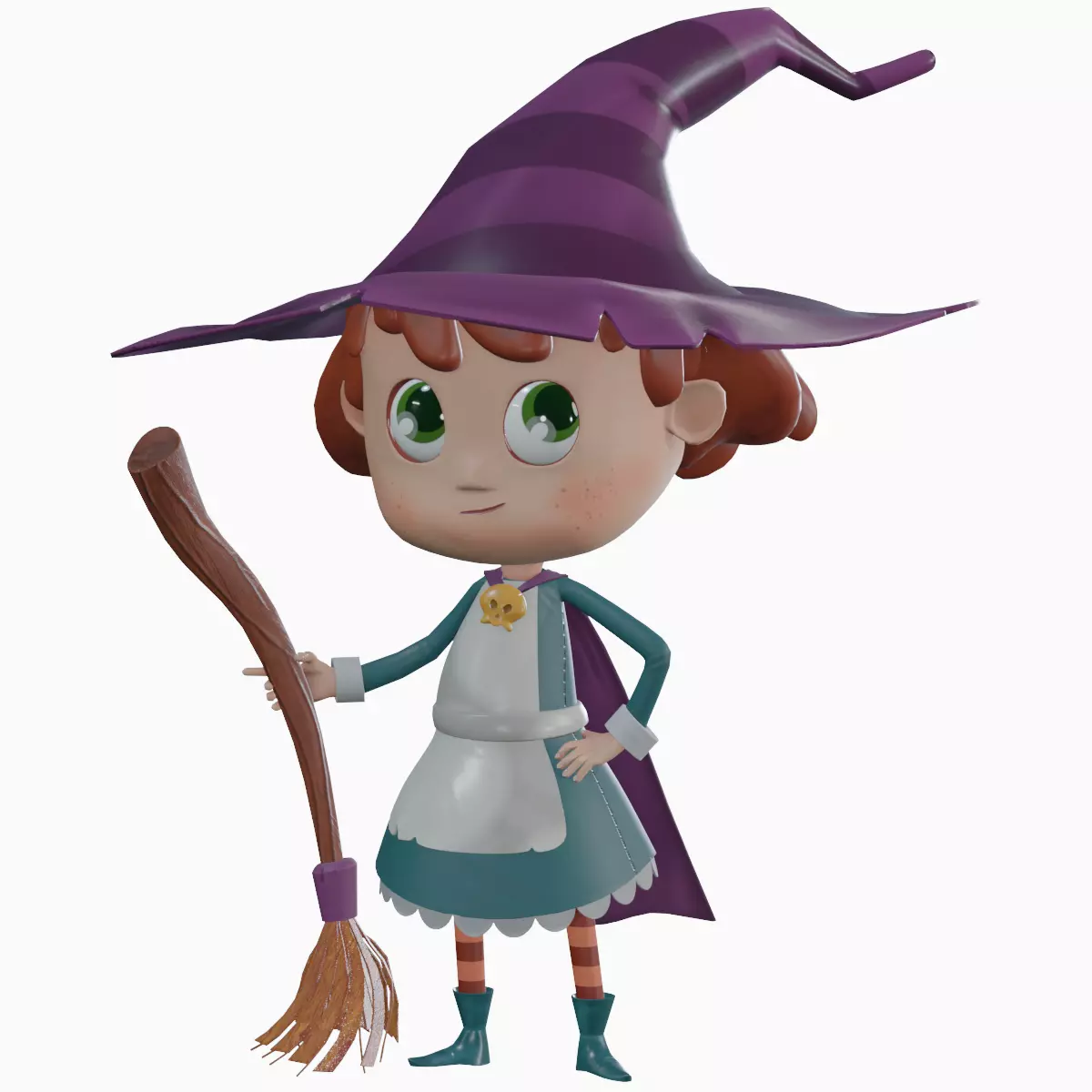 Stylized Witch Character - Low Poly Game Asset Low-poly 3D model_0