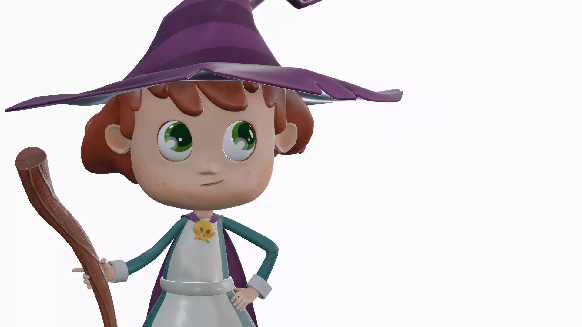 Stylized Witch Character - Low Poly Game Asset Low-poly 3D model_10