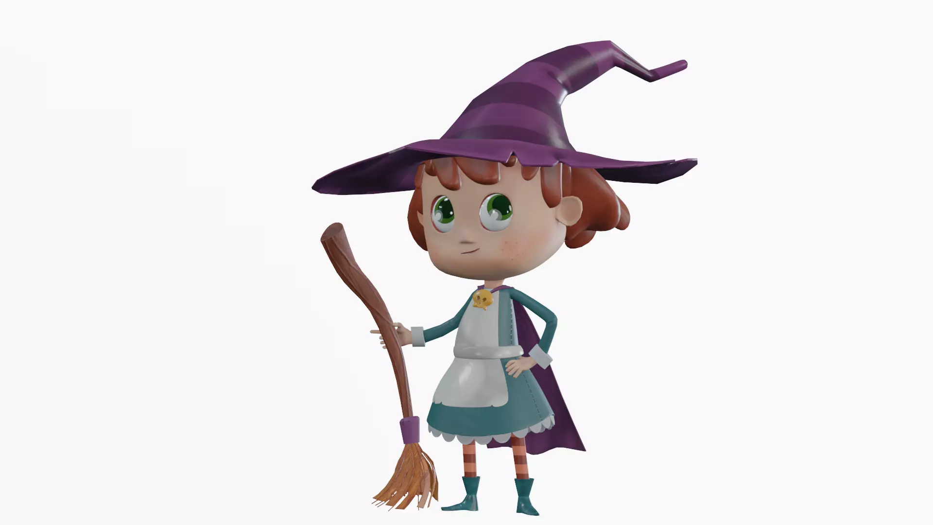 Stylized Witch Character - Low Poly Game Asset Low-poly 3D model_6