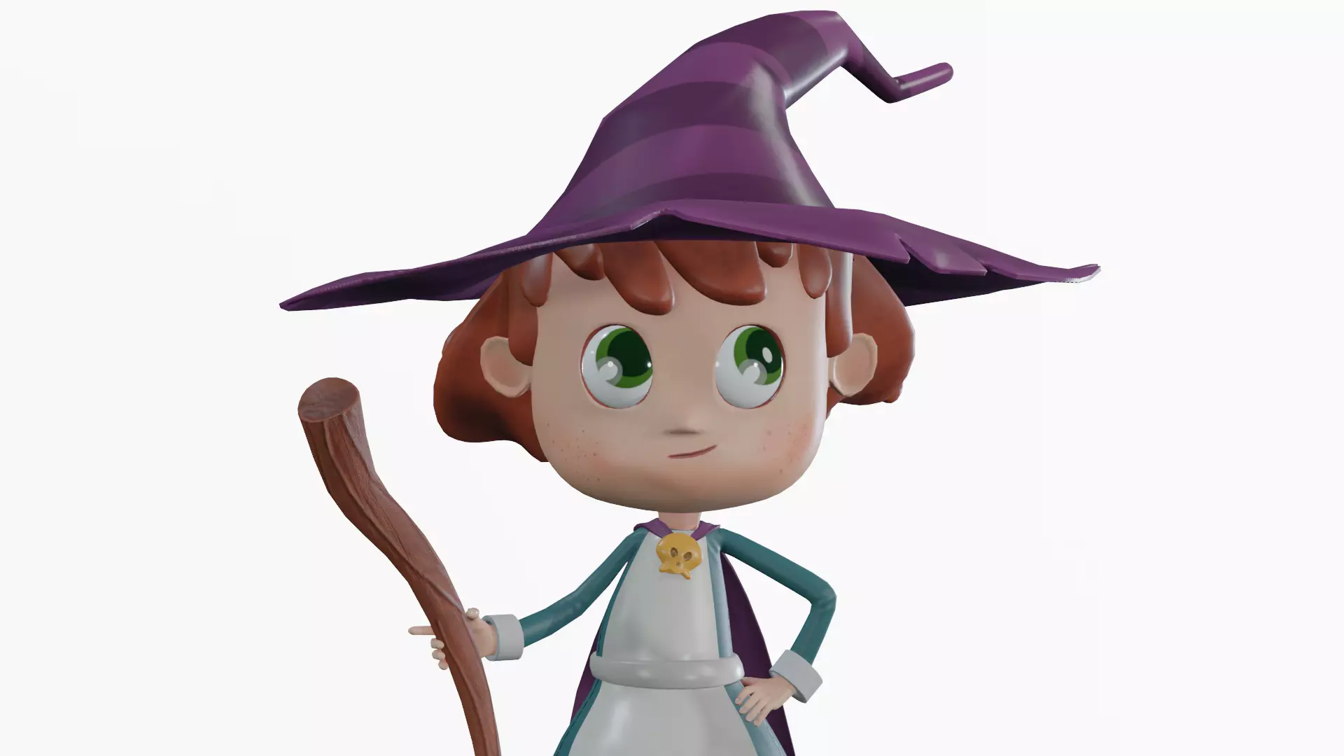 Stylized Witch Character - Low Poly Game Asset Low-poly 3D model_3
