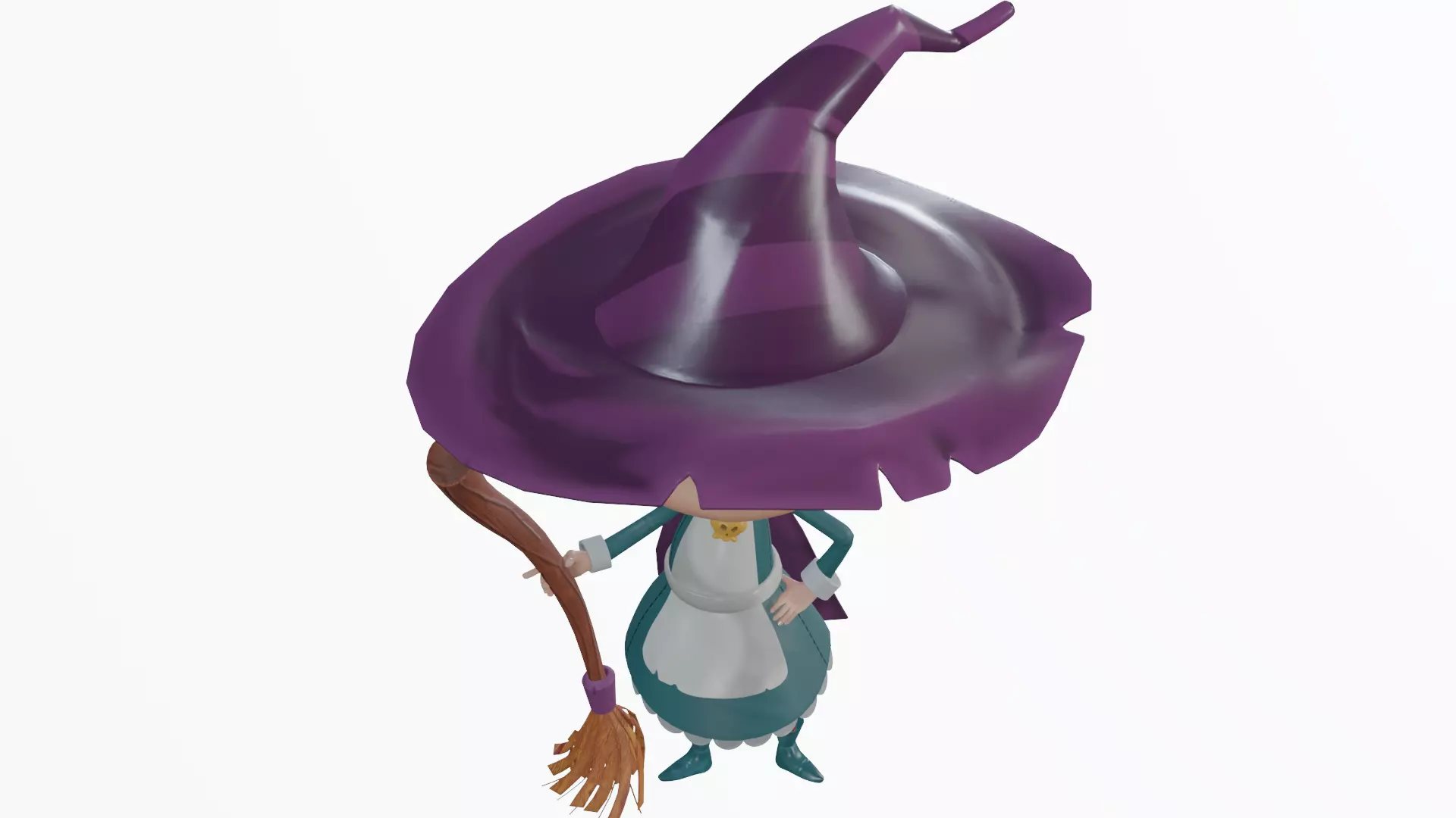 Stylized Witch Character - Low Poly Game Asset Low-poly 3D model_12
