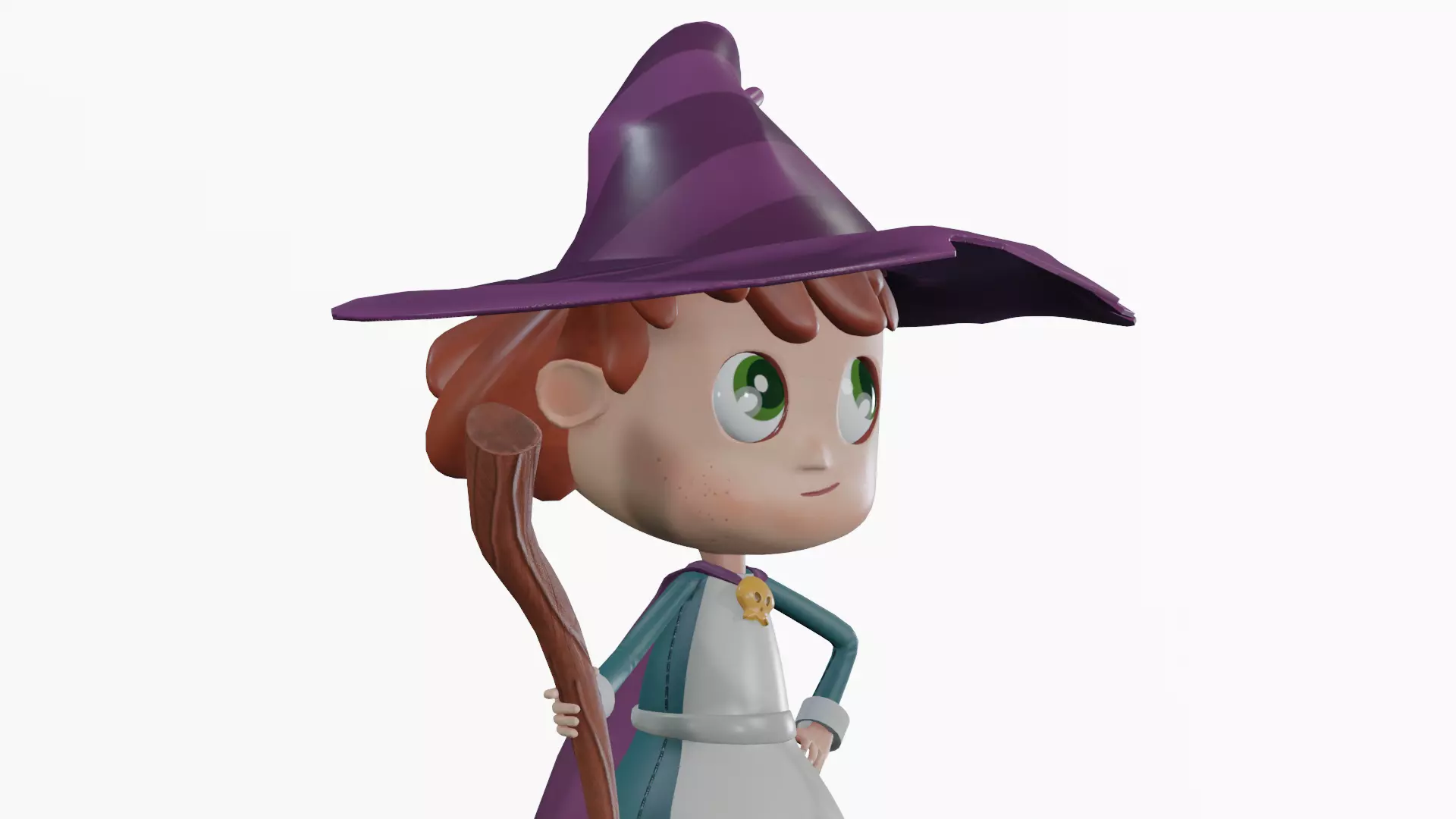 Stylized Witch Character - Low Poly Game Asset Low-poly 3D model_2