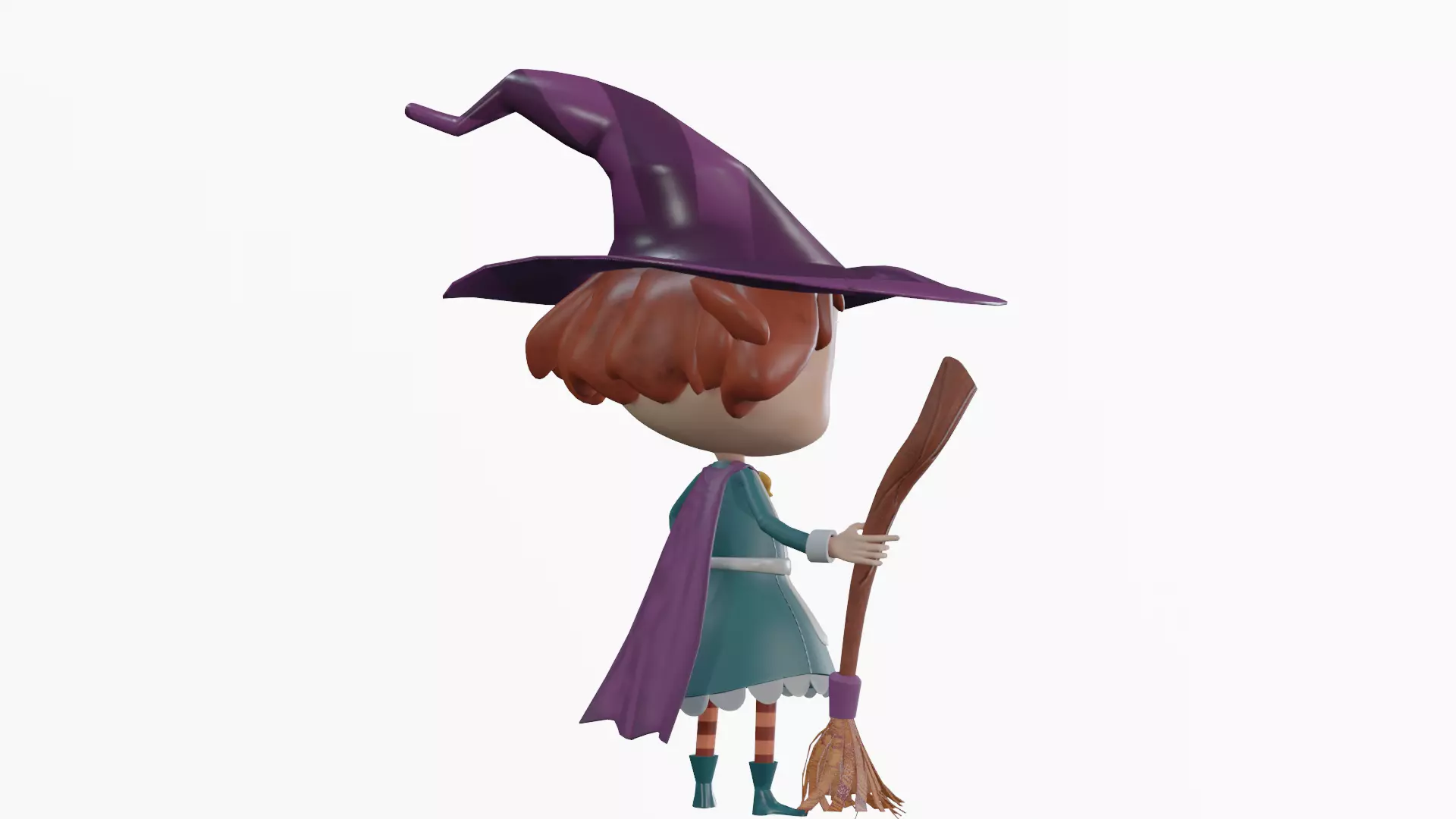 Stylized Witch Character - Low Poly Game Asset Low-poly 3D model_4