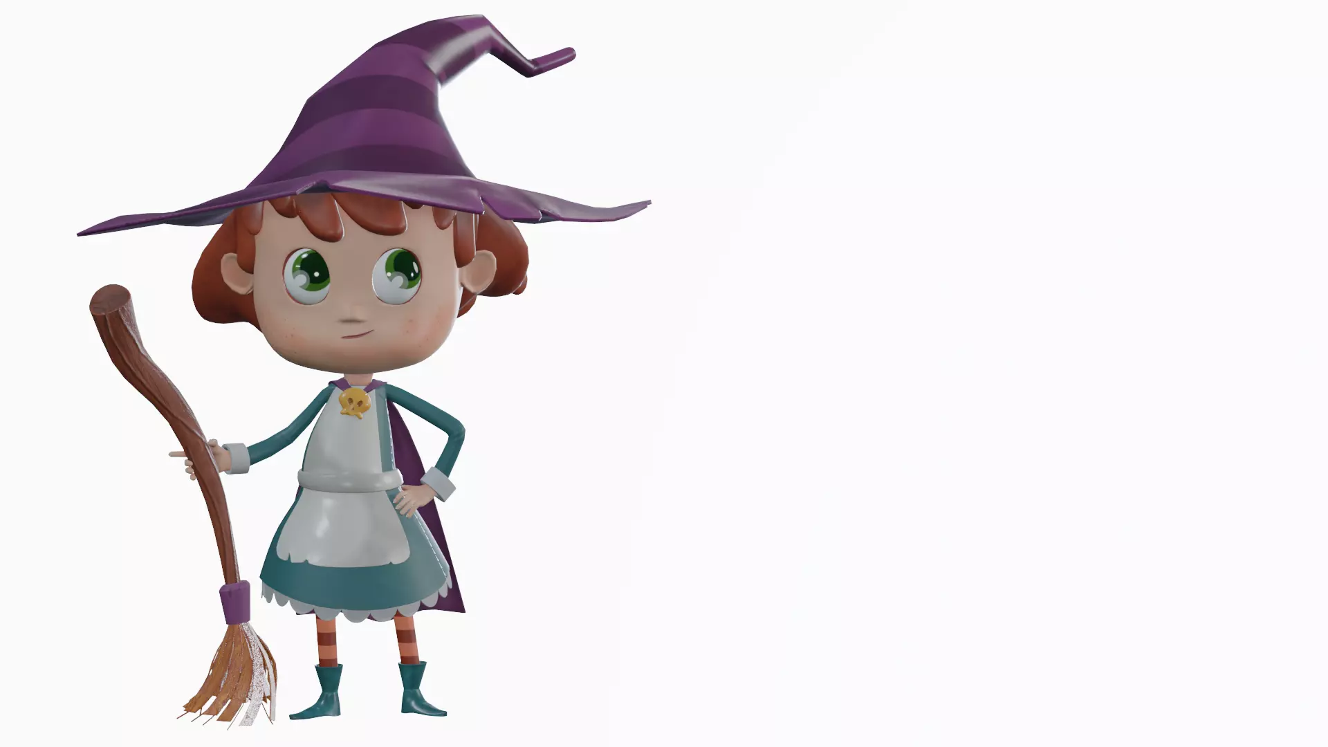 Stylized Witch Character - Low Poly Game Asset Low-poly 3D model_13