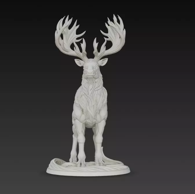 Majestic Mane Stag King Figurine 3D print model_9