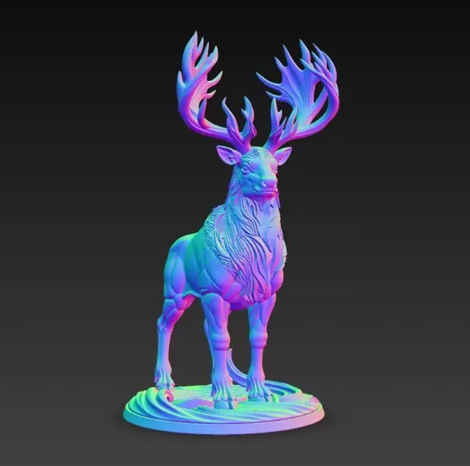 Majestic Mane Stag King Figurine 3D print model_19