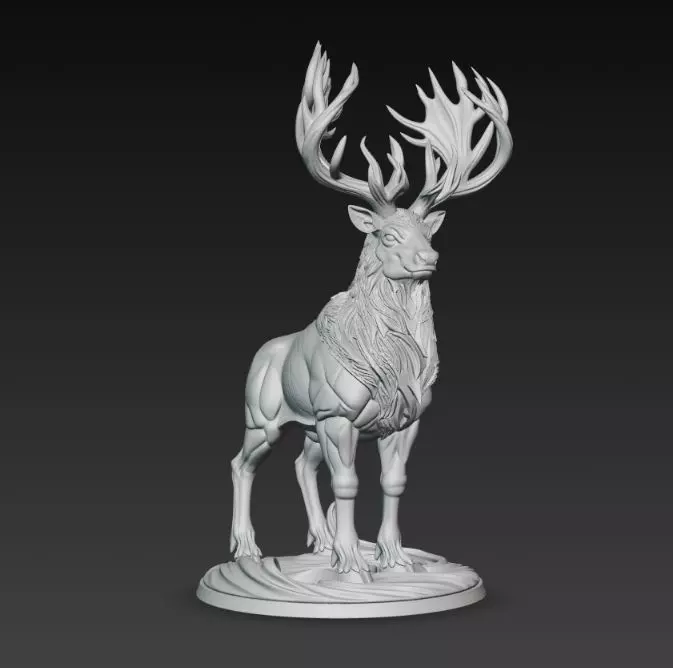 Majestic Mane Stag King Figurine 3D print model_21