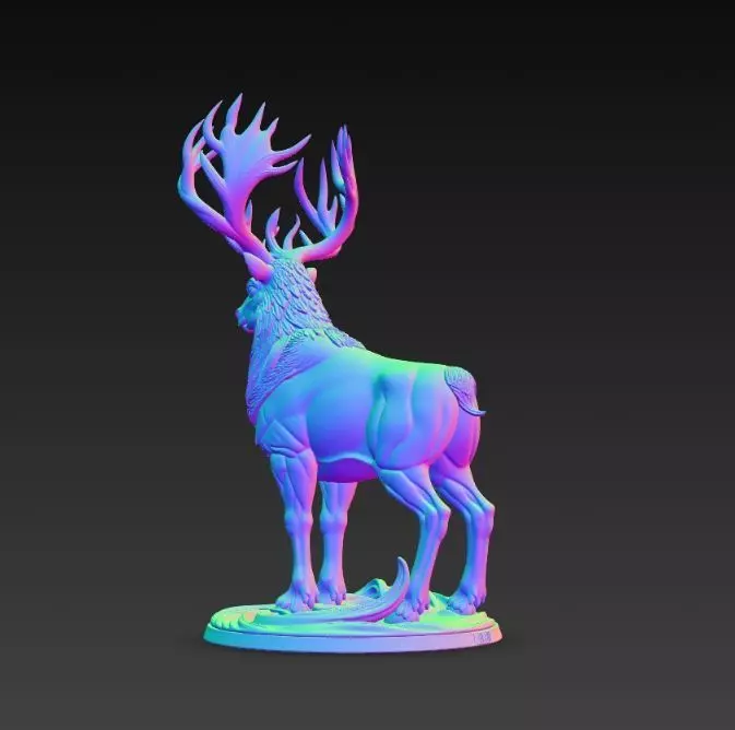 Majestic Mane Stag King Figurine 3D print model_16