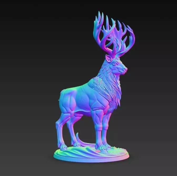 Majestic Mane Stag King Figurine 3D print model_13