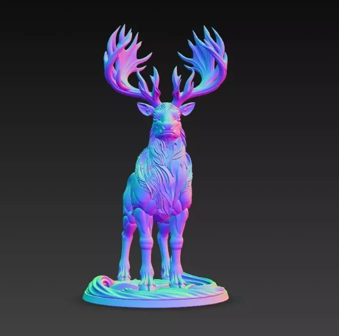 Majestic Mane Stag King Figurine 3D print model_10