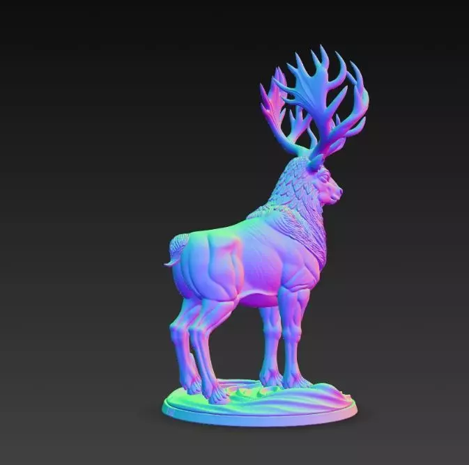 Majestic Mane Stag King Figurine 3D print model_14