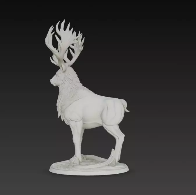 Majestic Mane Stag King Figurine 3D print model_7