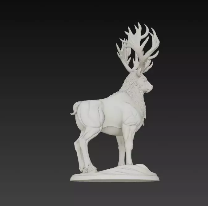Majestic Mane Stag King Figurine 3D print model_3