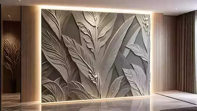modern panel wall decor set relief stl mural CNC 253