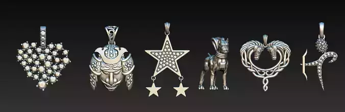 Golden Spirit Collection Heart  Samurai Star Pendants