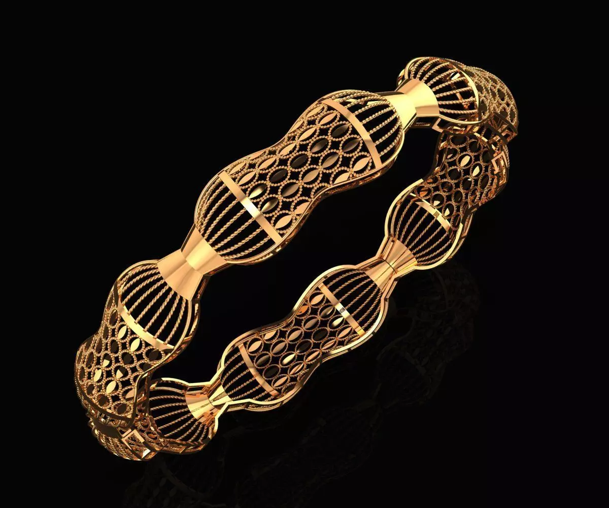 1219 Marquise Openwork Bangle 8gm 3D print model_0
