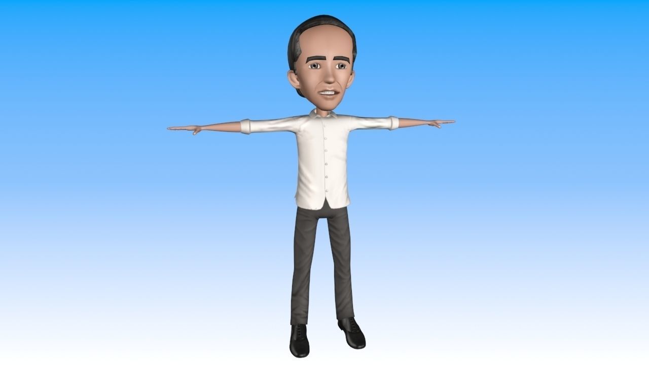 cartoon jokowi Low-poly 3D model_6