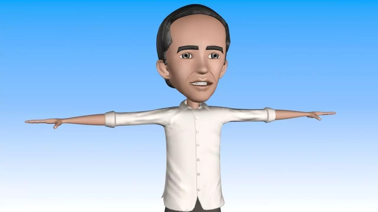 cartoon jokowi Low-poly 3D model_0