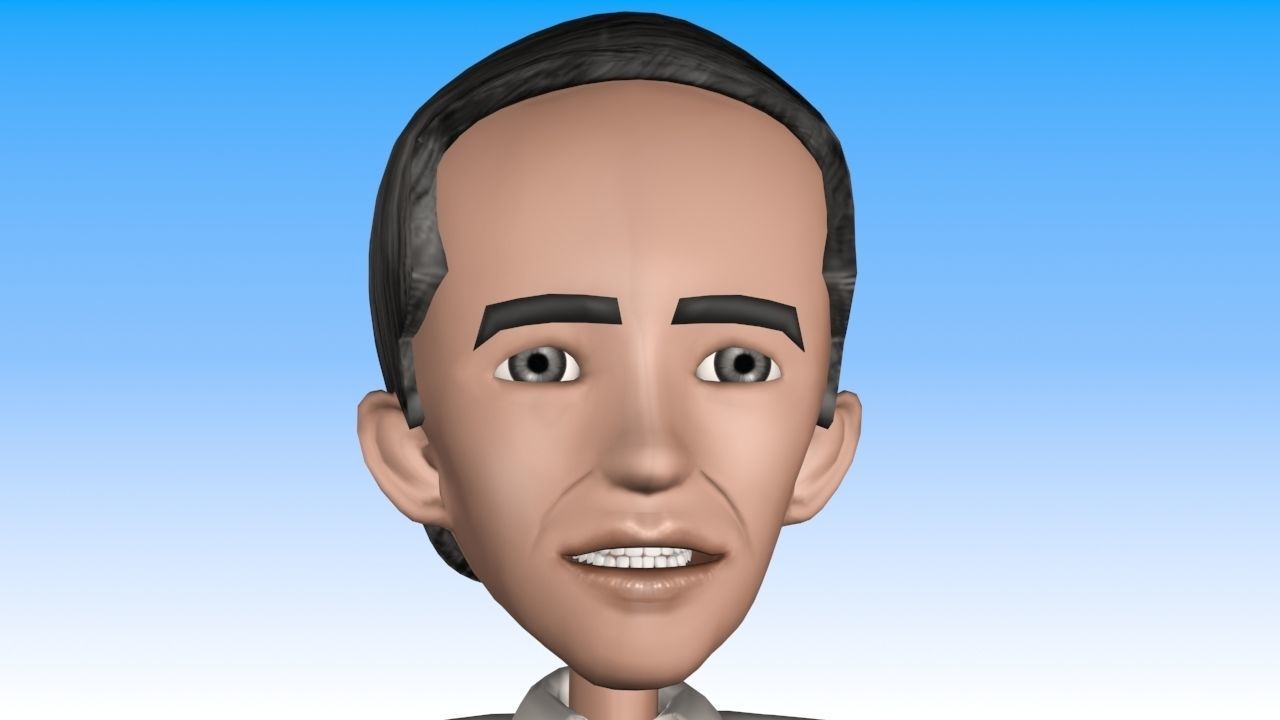 cartoon jokowi Low-poly 3D model_3
