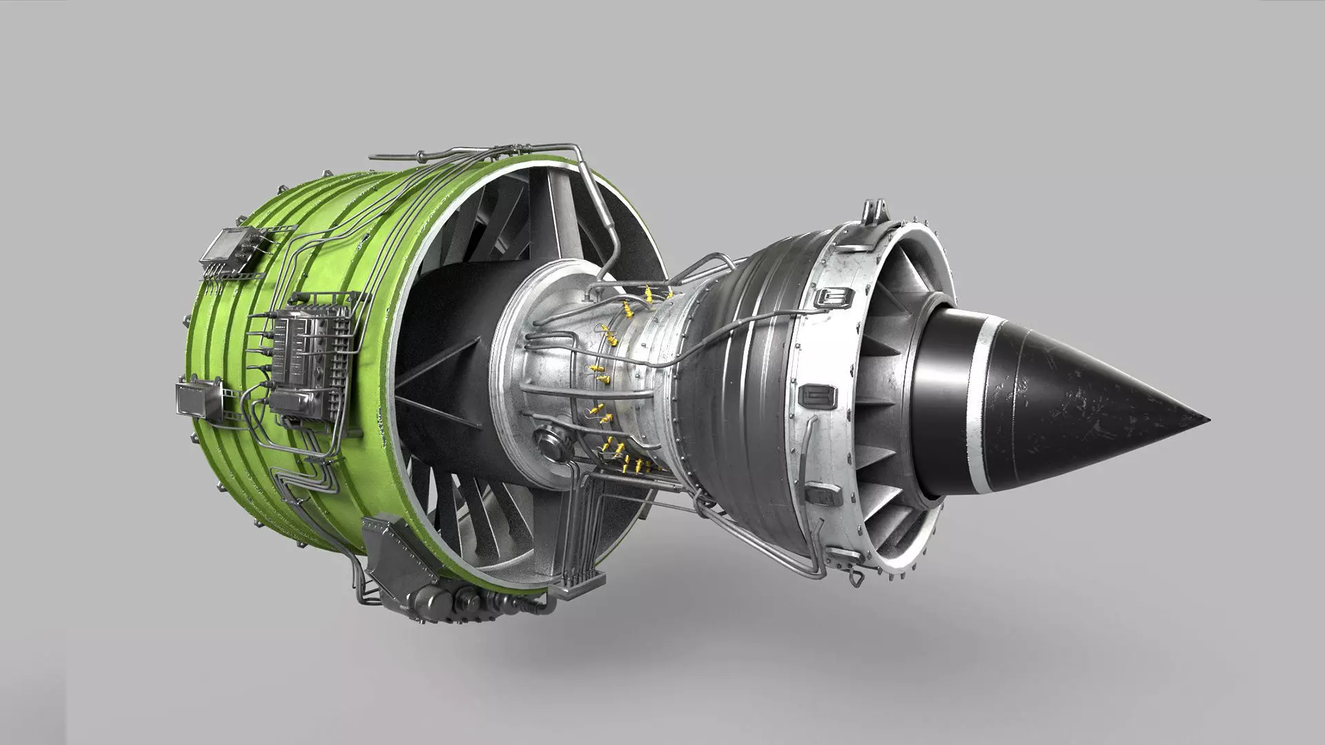 Geared Turbofan Engine 3D Model - with Interior Parts 3D model Low-poly 3D model_3