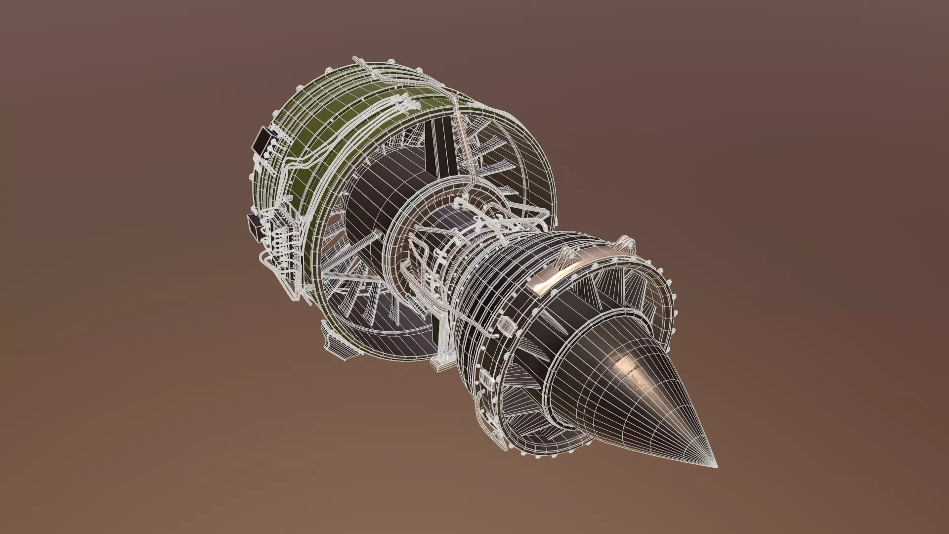 Geared Turbofan Engine 3D Model - with Interior Parts 3D model Low-poly 3D model_14