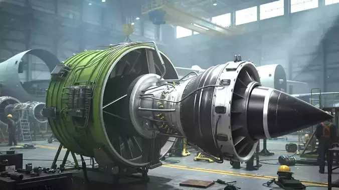 Geared Turbofan Engine 3D Model - with Interior Parts 3D model