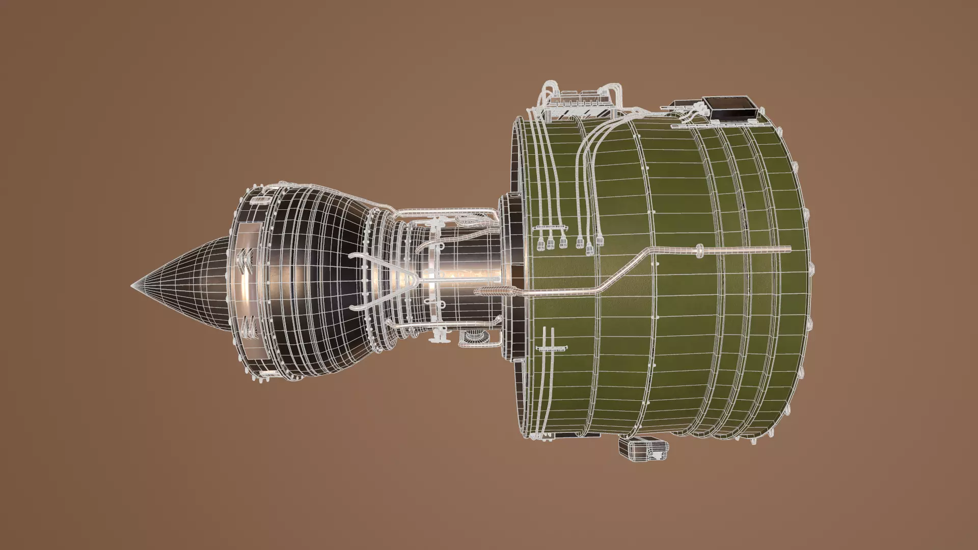 Geared Turbofan Engine 3D Model - with Interior Parts 3D model Low-poly 3D model_11
