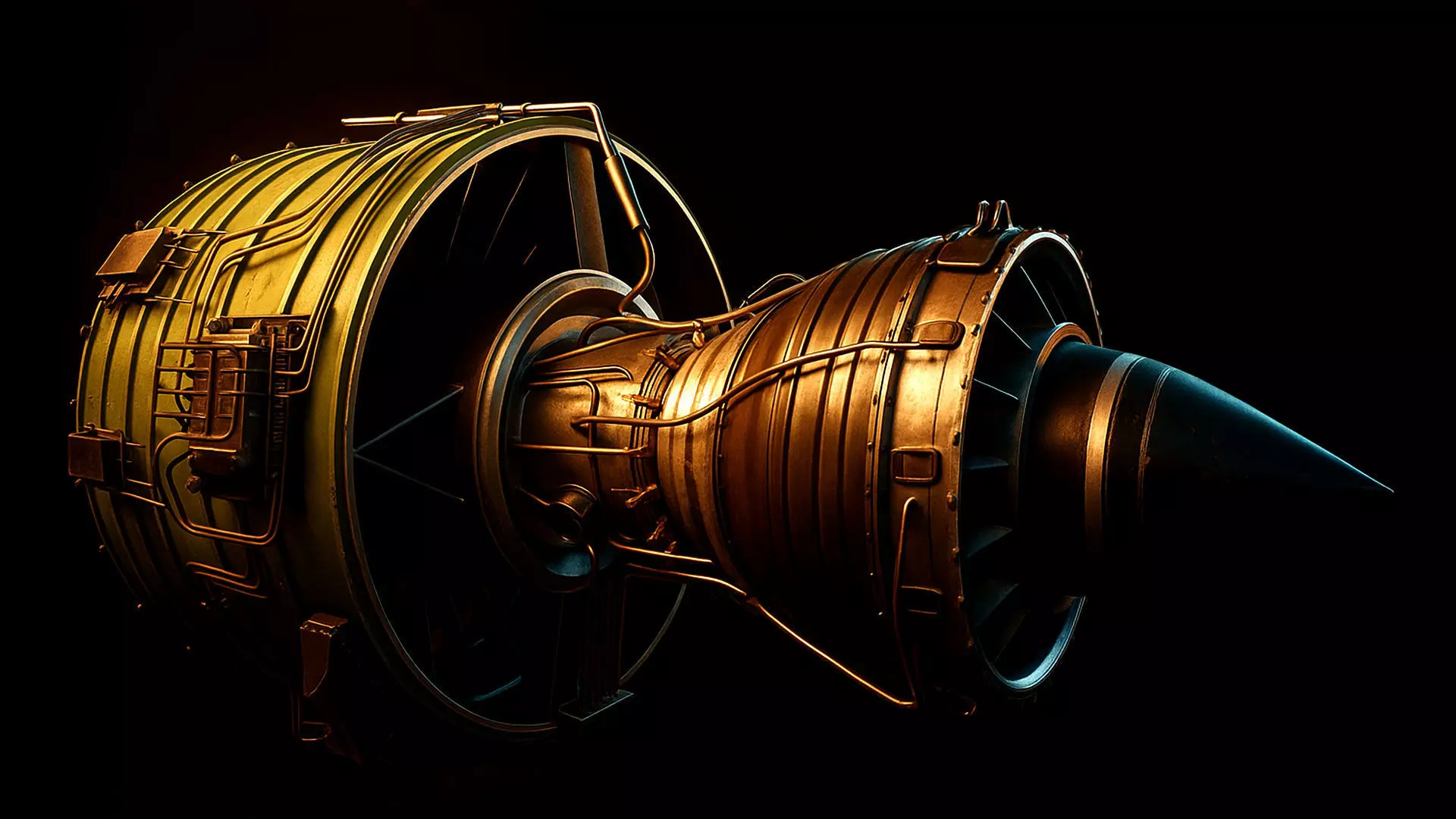 Geared Turbofan Engine 3D Model - with Interior Parts 3D model Low-poly 3D model_1
