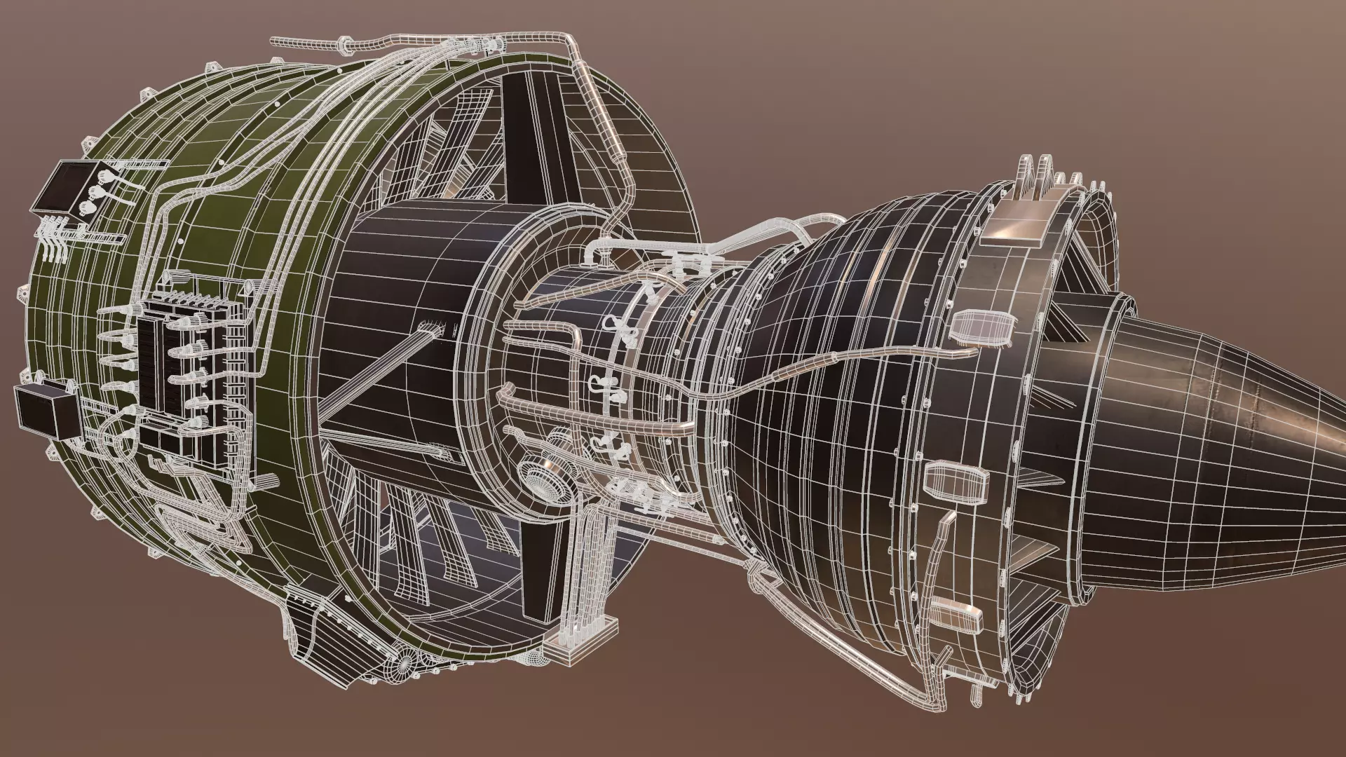 Geared Turbofan Engine 3D Model - with Interior Parts 3D model Low-poly 3D model_12