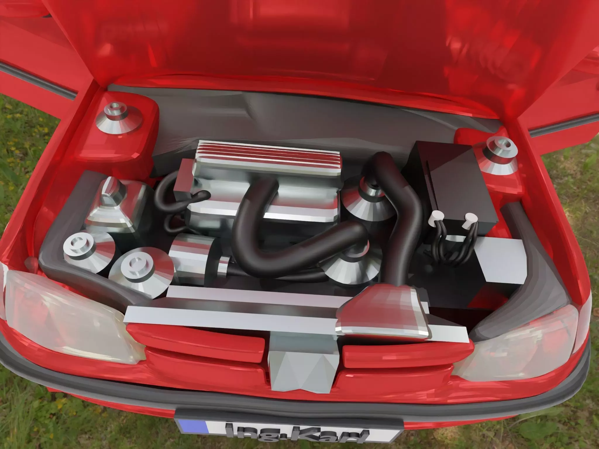 3D LOW POLY development handmade CAR by Ing Karl ArtStudio Low-poly 3D model_3