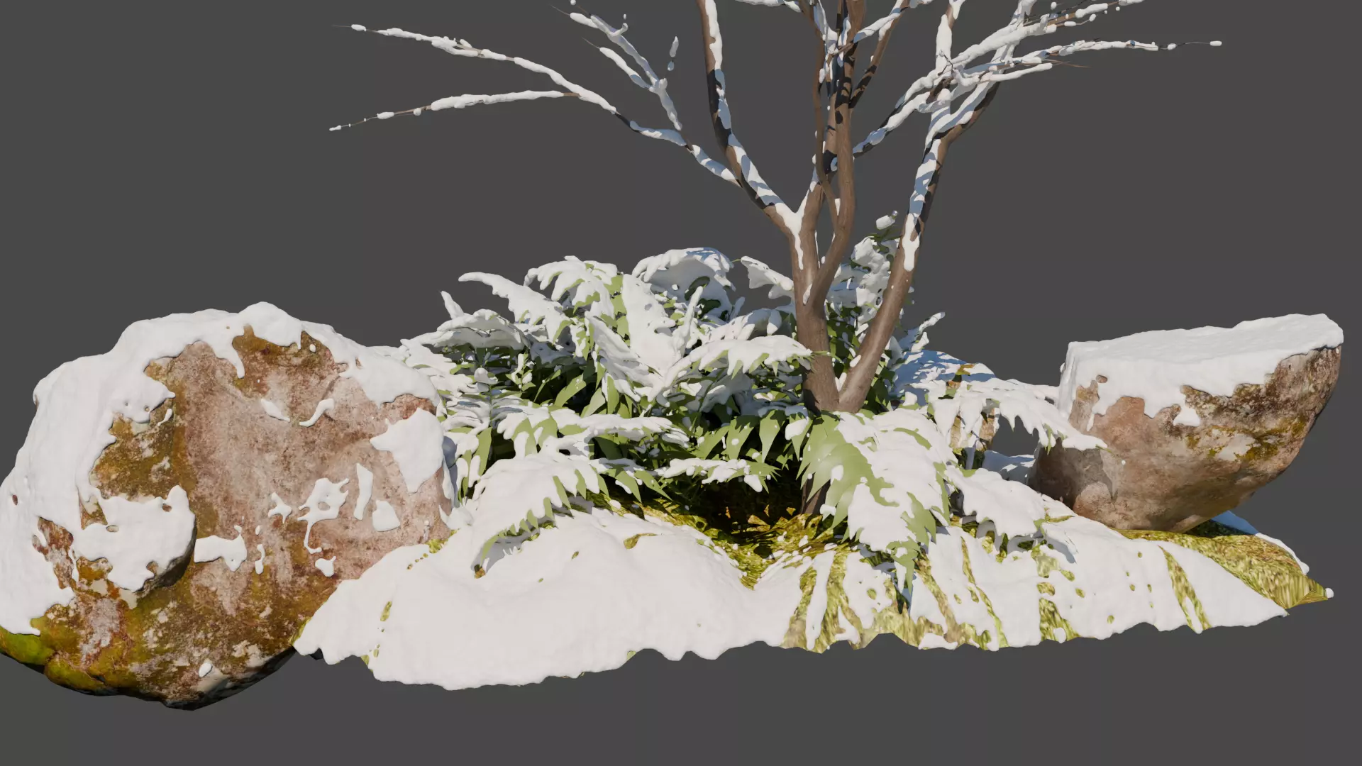 Winter Snowfall Plant Model 3D model_1