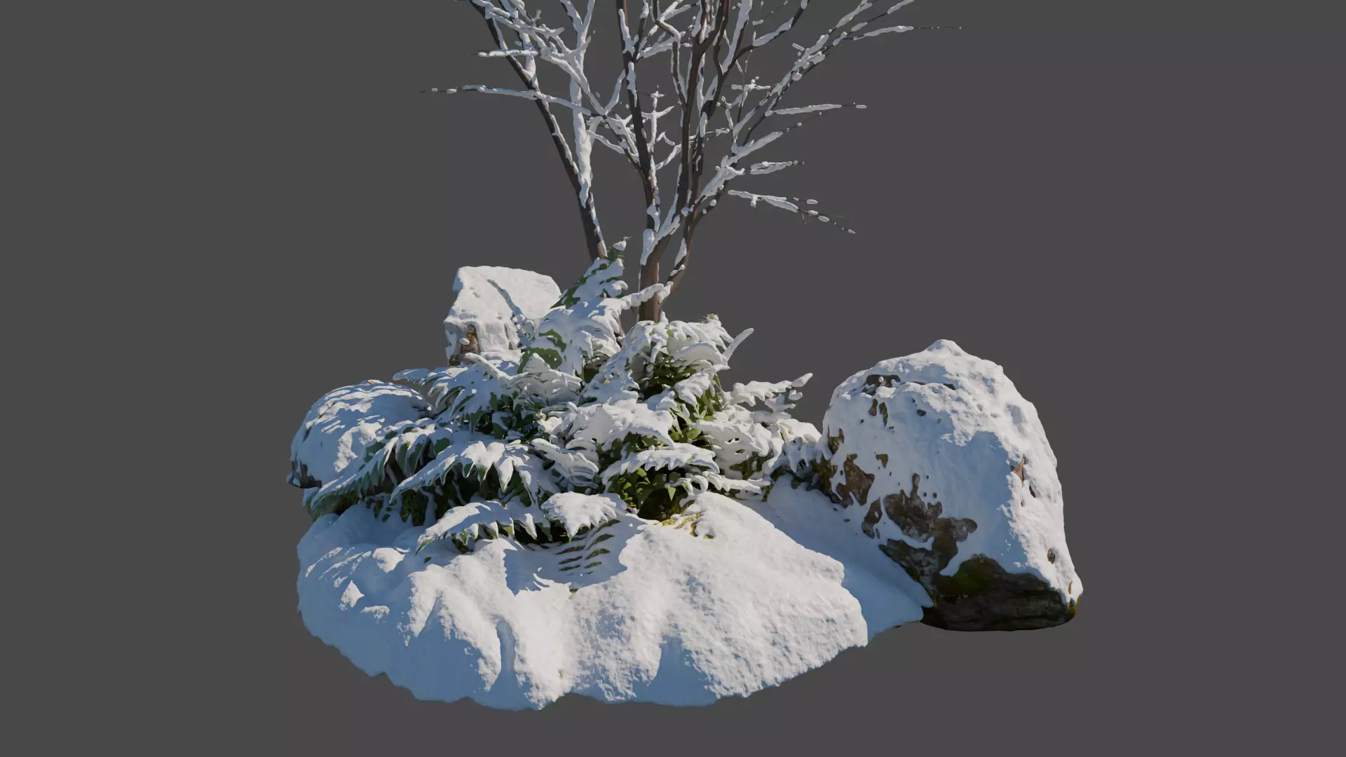 Winter Snowfall Plant Model 3D model_2