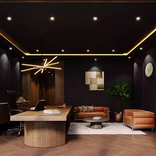 Modern executive Home Office Interior 3D model 5