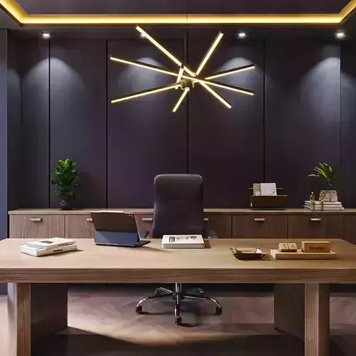Modern executive Home Office Interior 3D model 3